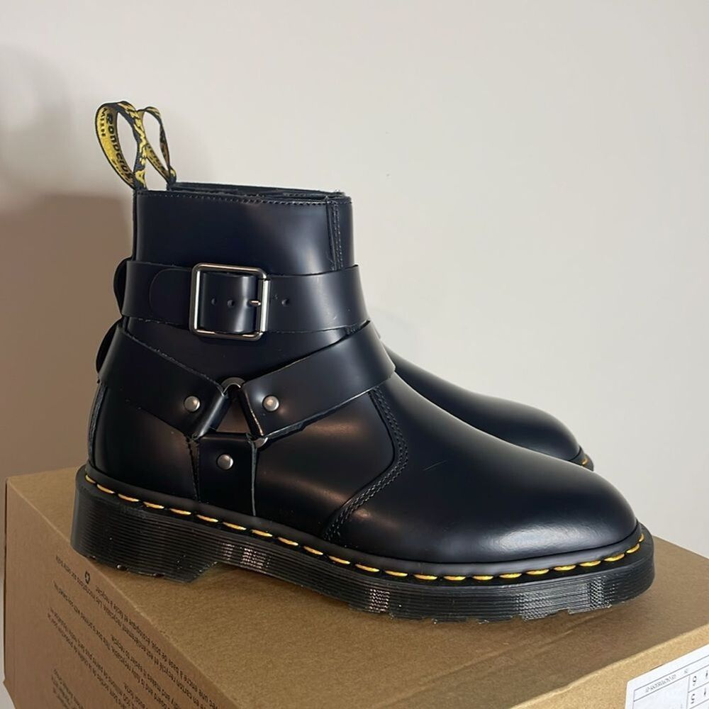 Dr. Martens Jaimes Leather Harness Punk Goth Chelsea Boots in Black Size 6 New